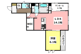 2LDK(62.68m2)の間取り