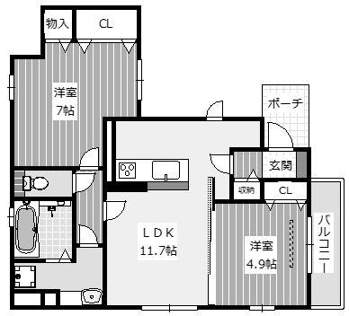 A棟2LDK 57.22㎡