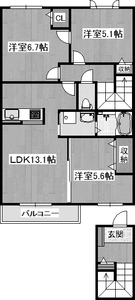 3LDK 80㎡