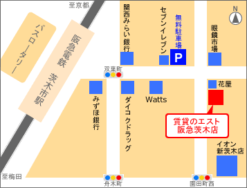 賃貸のエスト阪急茨木店の案内図