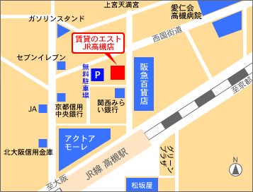 賃貸のエストJR高槻店の案内図