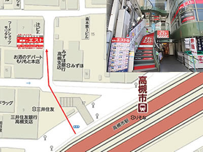 阪急高槻店への地図